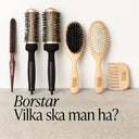 Green Heads hårborstar och träkam uppställda på rad, bild till guide om vilka hårborstar man ska ha för olika hårtyper.